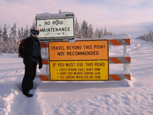 The beginning of the non-paved section of the Denali Highway.