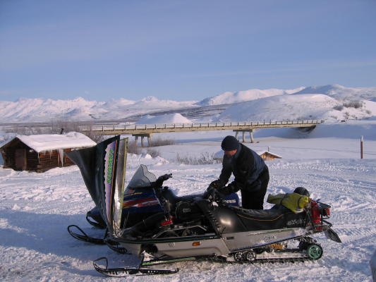 Trying to start my Ski-Doo after a cold night.