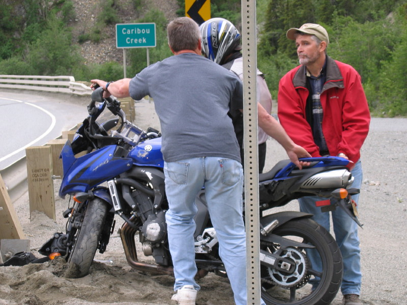 Motorcycle wreck on the highway.